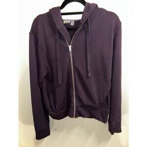 Zella Purple Zip Up Hoodie Jacket Size Medium M Asymmetrical Zipper Full Zip EUC
